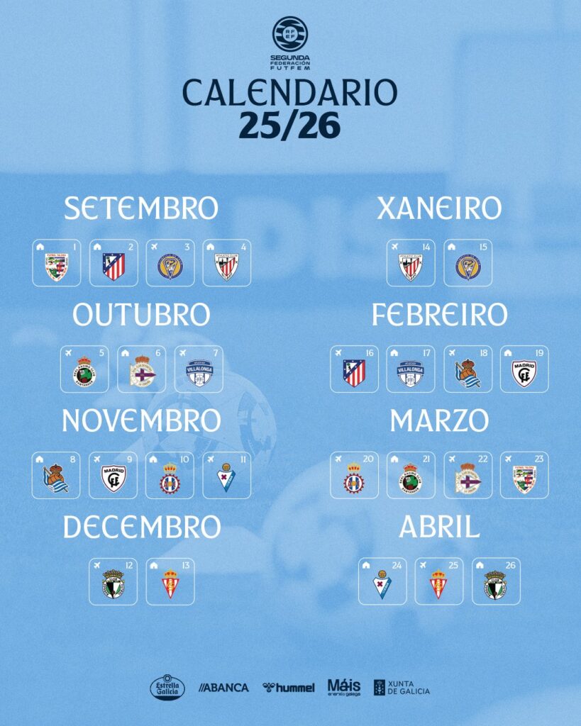 Calendario 2ª RFEF Grupo 1.